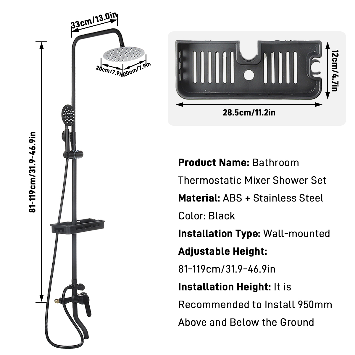 WallMountExposedShowerSystemwithThermostatic8InchRoundSquareShowerHeadAdjustableHandheldSprayerandBo-1284370-7