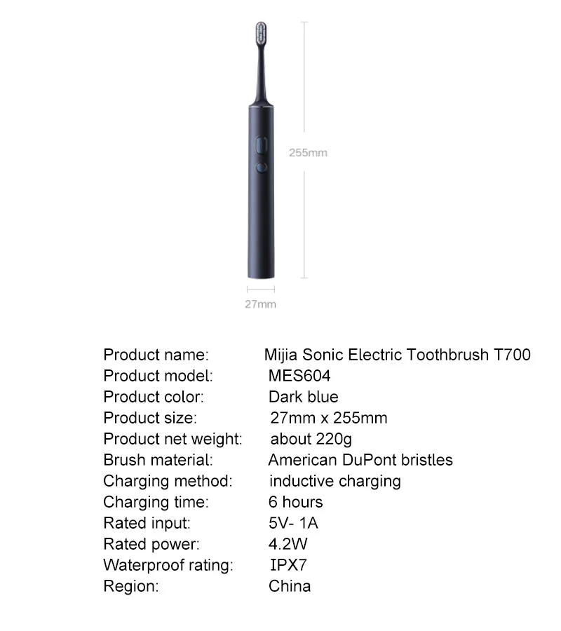 XiaomiMijiaT700SonicElectricToothbrushwithSmartLEDScreenWirelessFastChargingHigh-QualityDuPontBristl-2015203-3