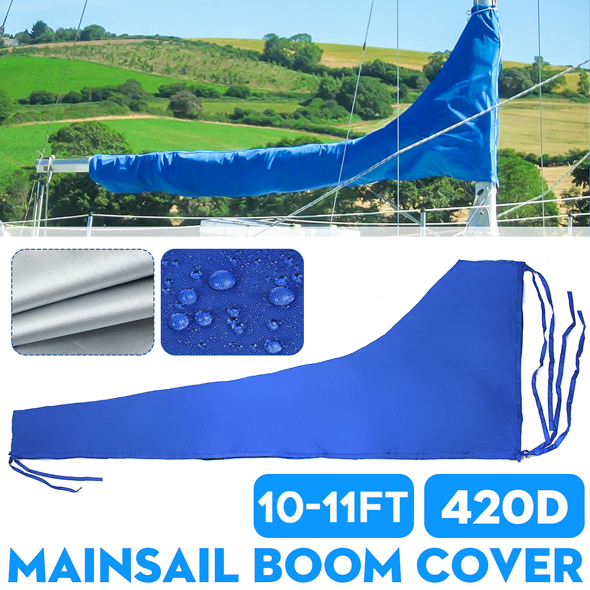 10-11ft35m420DSailCoverMainsailMaineBoomCoverWaterproofFabricBlue-1794684-1