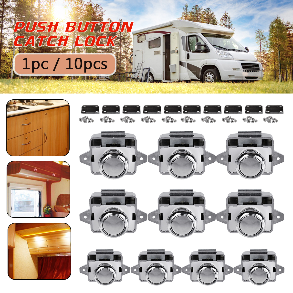 110PCSPushButtonCatchLockDrawerCupboardDoorKnobForCamperVanCaravanRV-1775630-1