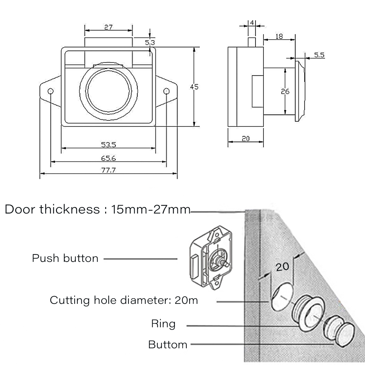 110PCSPushButtonCatchLockDrawerCupboardDoorKnobForCamperVanCaravanRV-1775630-5