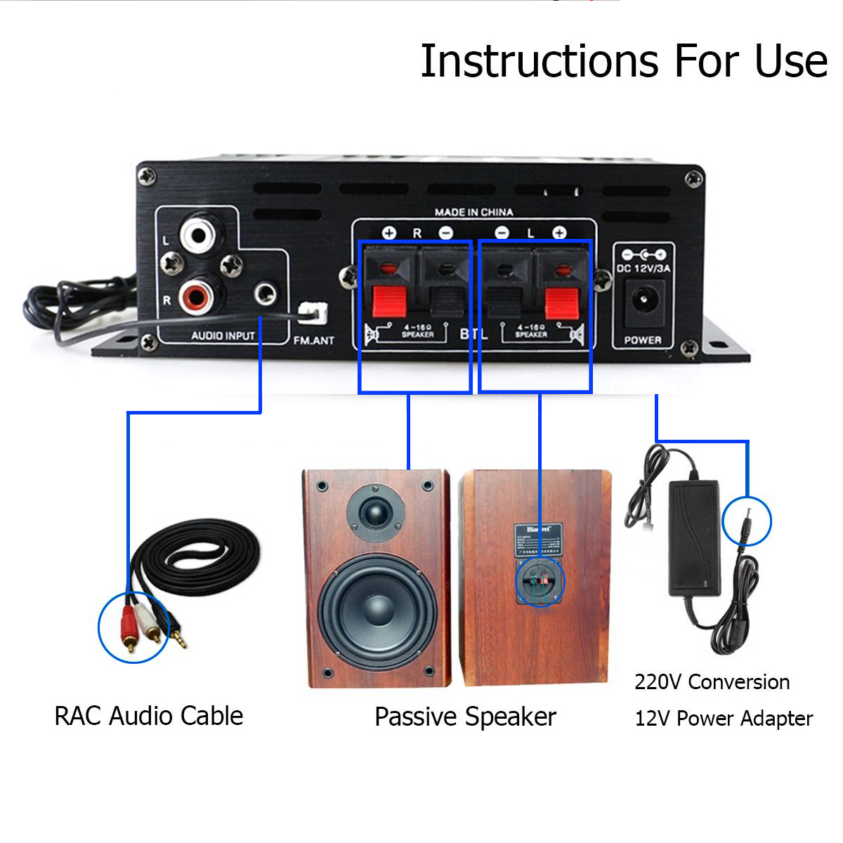 12V40W40WAk380bluetoothCarHome12V220VPowerAmplifierHiFiAudioStereoAmp-1819771-12