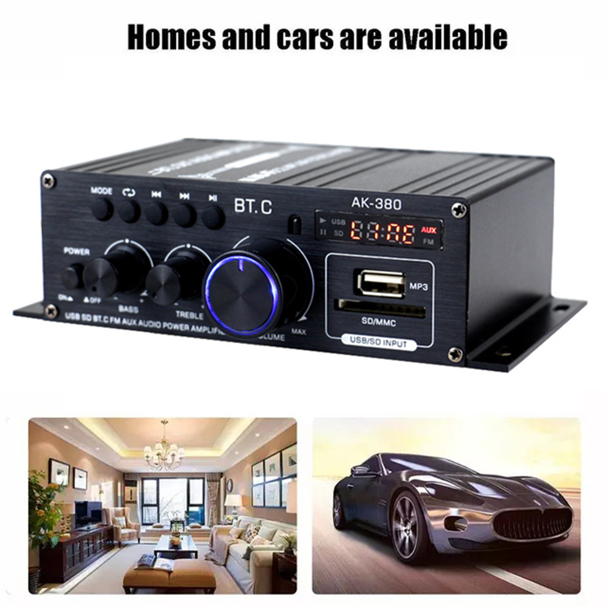 12V40W40WAk380bluetoothCarHome12V220VPowerAmplifierHiFiAudioStereoAmp-1819771-13