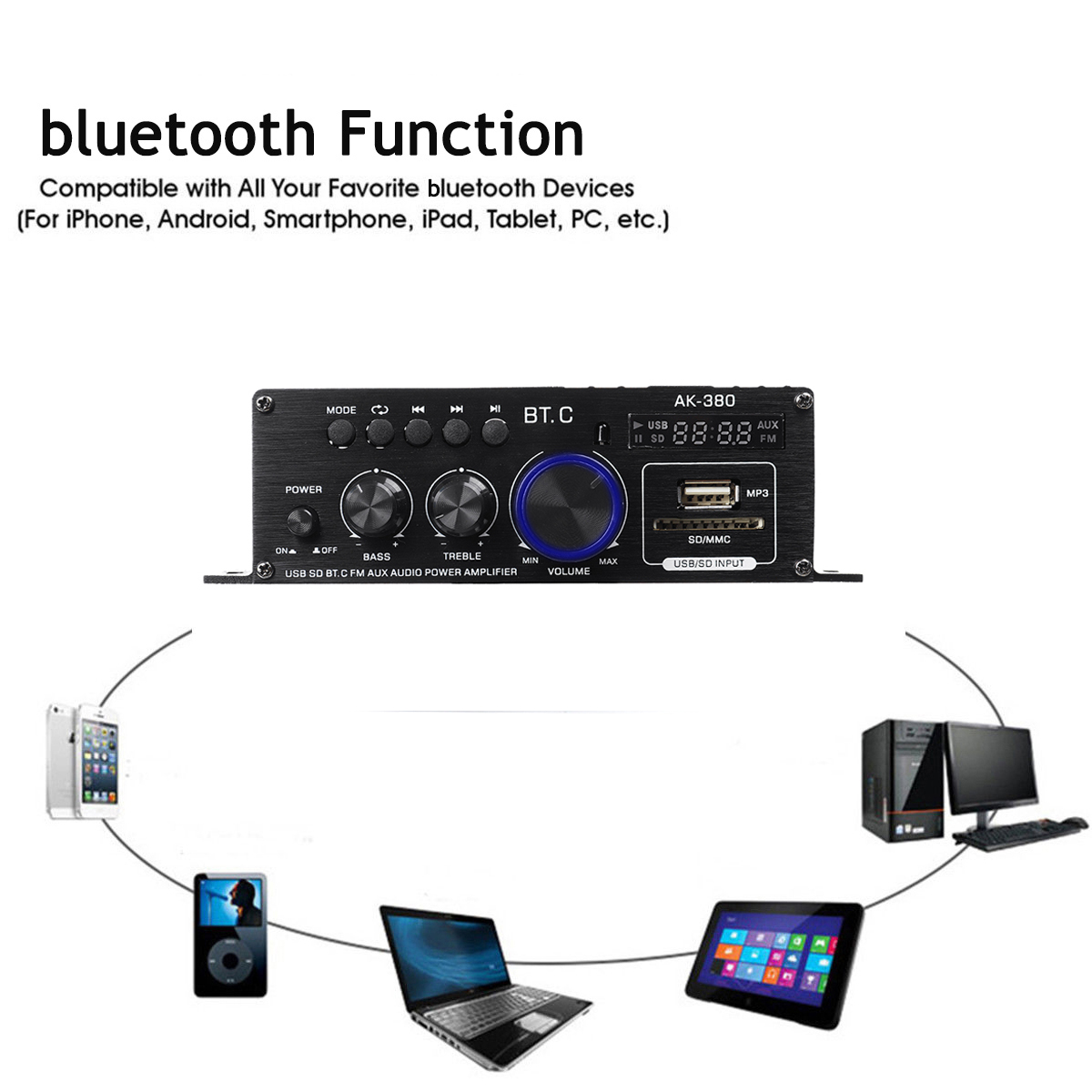 12V40W40WAk380bluetoothCarHome12V220VPowerAmplifierHiFiAudioStereoAmp-1819771-10