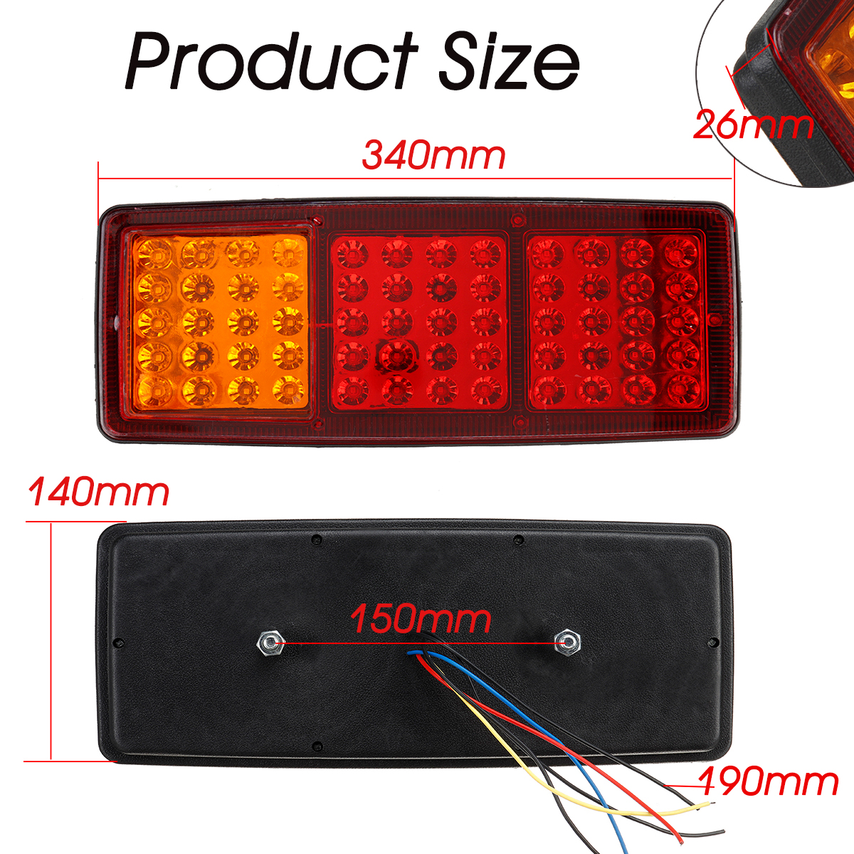 2pcs24V60LEDRearTailLightWaterproofBrakeStopReverseLampForTrailerTruckCarBoatCaravanVan-1797414-2