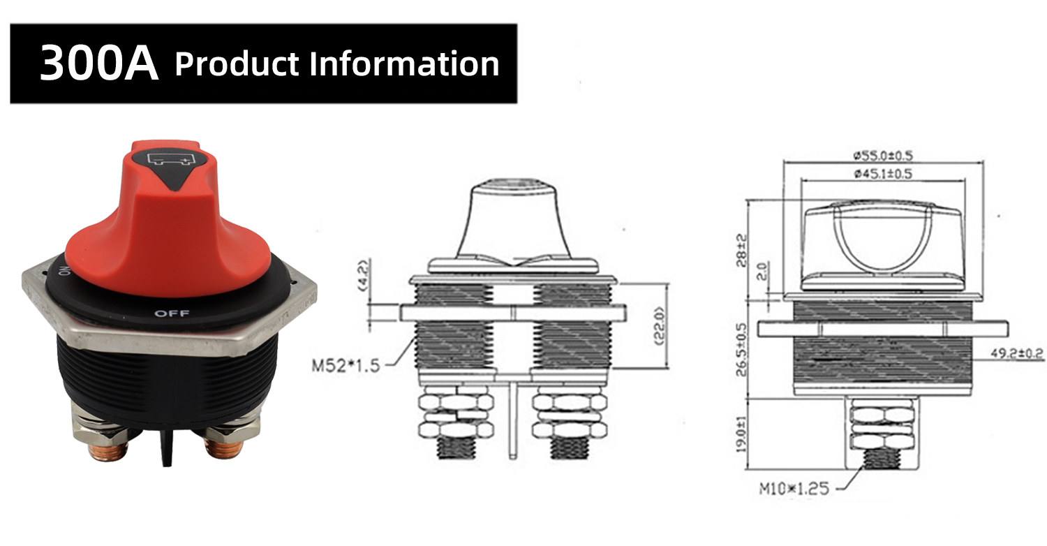 50A100A200A300ACarBatterySwitchDC32VDisconnecterPowerIsolatorCutOffRallySwitchKitForCarMotorcycleTru-1993312-4