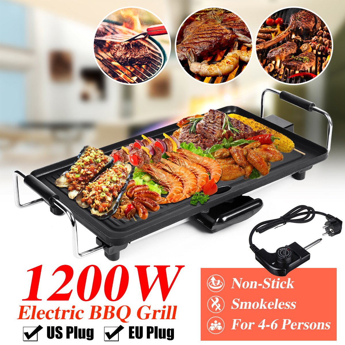 1200WNon-StickSmokelessBBQGrillPanElectricBarbequeStoveOutdoorCampingPicnicEUUSPlug-1634588-1