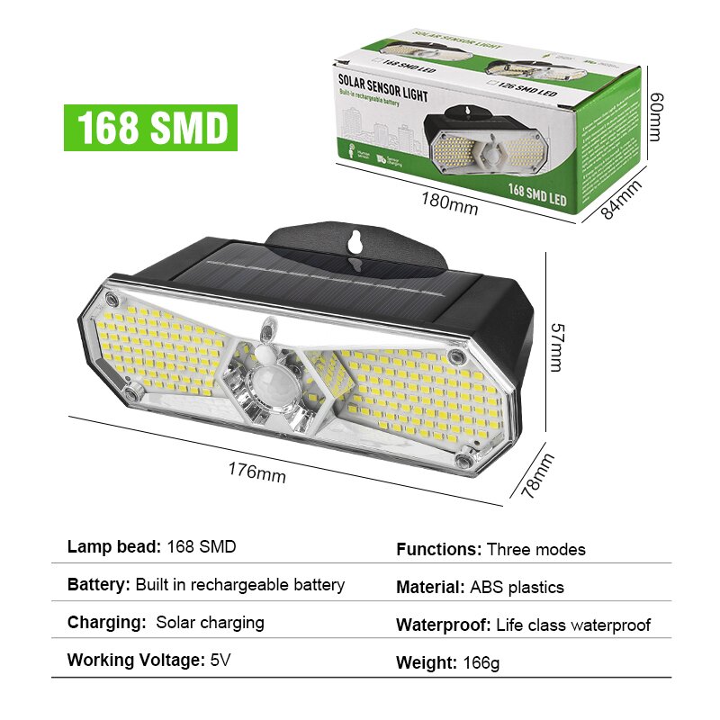 126COB126SMD168SMD161COBSplitSolarWallLightHumanBodyInductionIP65WaterproofOutdoorGardenStreetLight-1991519-9