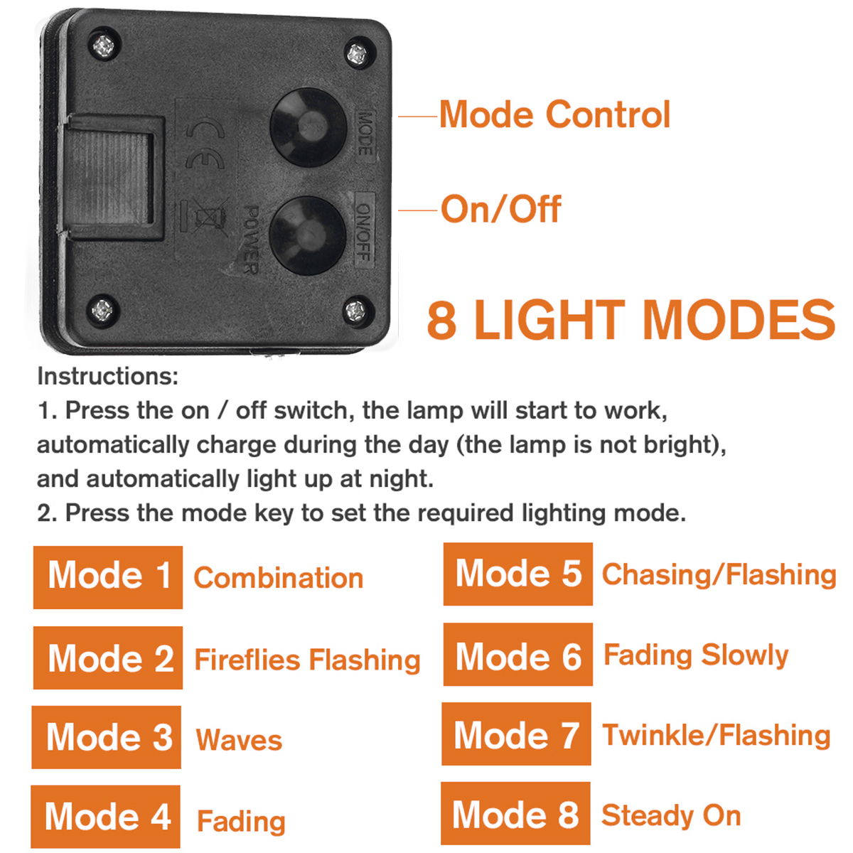 12M22MLEDSolarPowerStringLight8ModesCopperWireFairyOutdoorGardenWaterproofHolidayDecorativeLamp-1713762-5