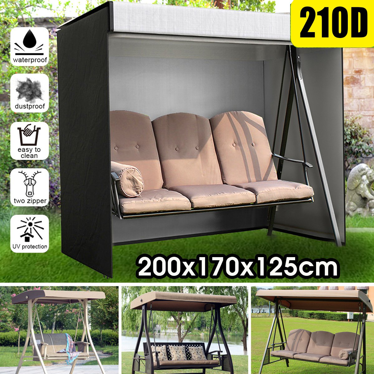 200x170x125cm210D3SeaterSwingSeatChairHammockCoverOutdoorFurnitureWaterproofCoverGardenYardSofaChair-1674861-9