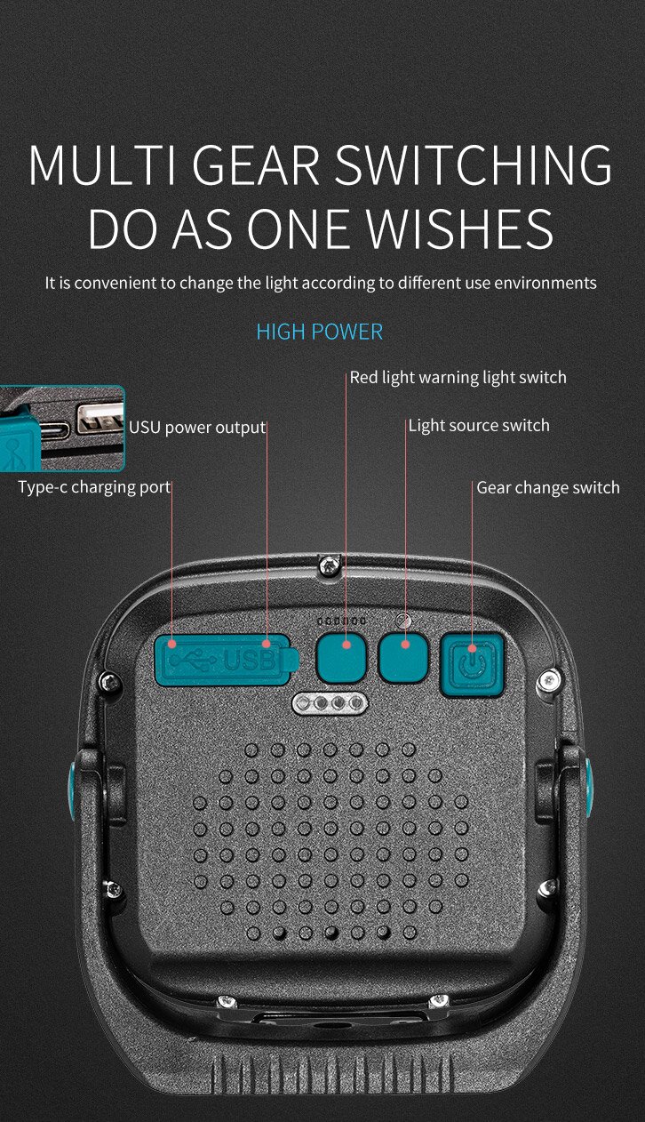 300WStrongCOBCampingLightMutilfunctionPortableCampingFloodLightUSBChargingEmergencyFlashlightW893-3B-1986293-10
