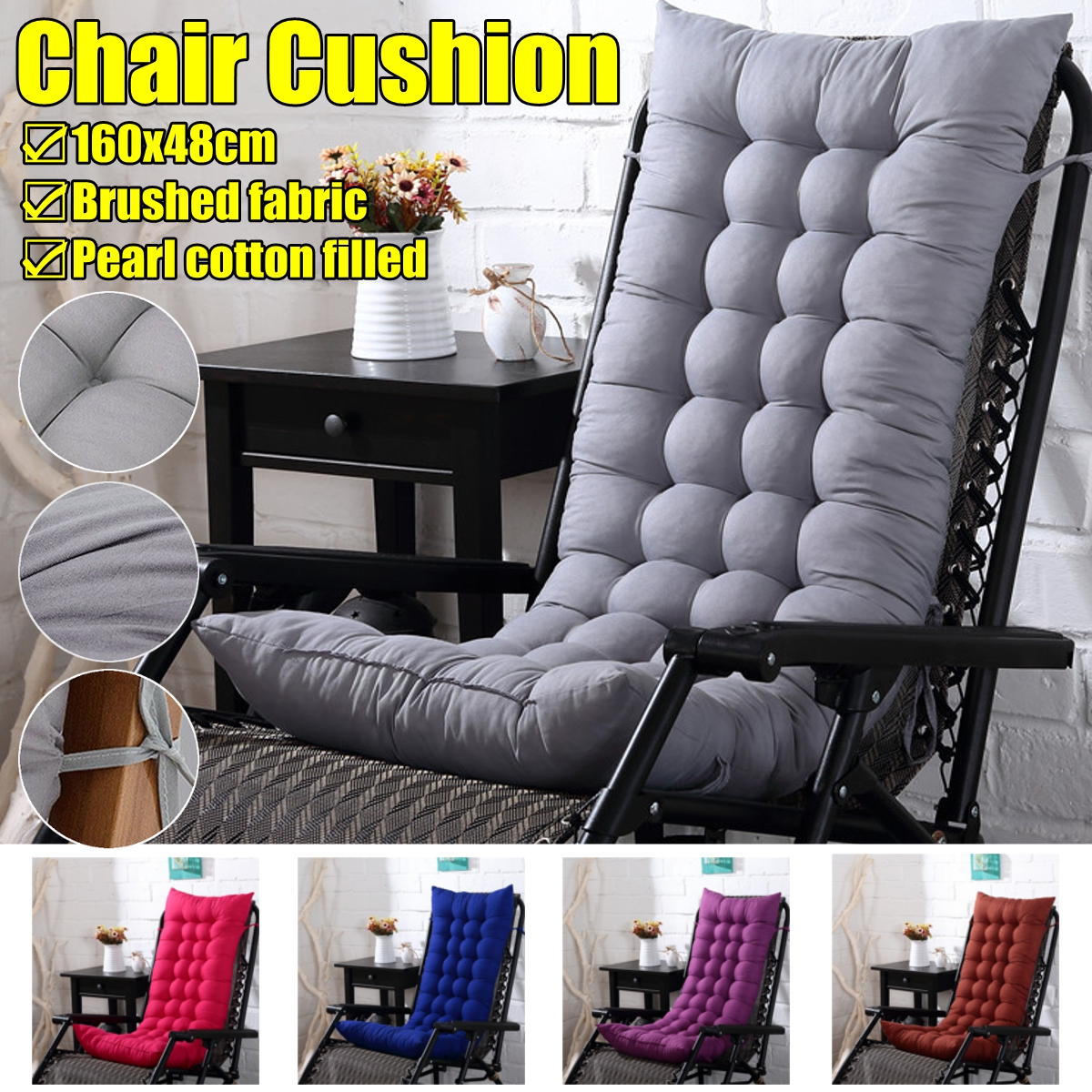 48155CMThickenedChairCushionDouble-SidedAvailableFoldableRockingChairUpholsteryOutdoorCampingBeachCh-1856305-1