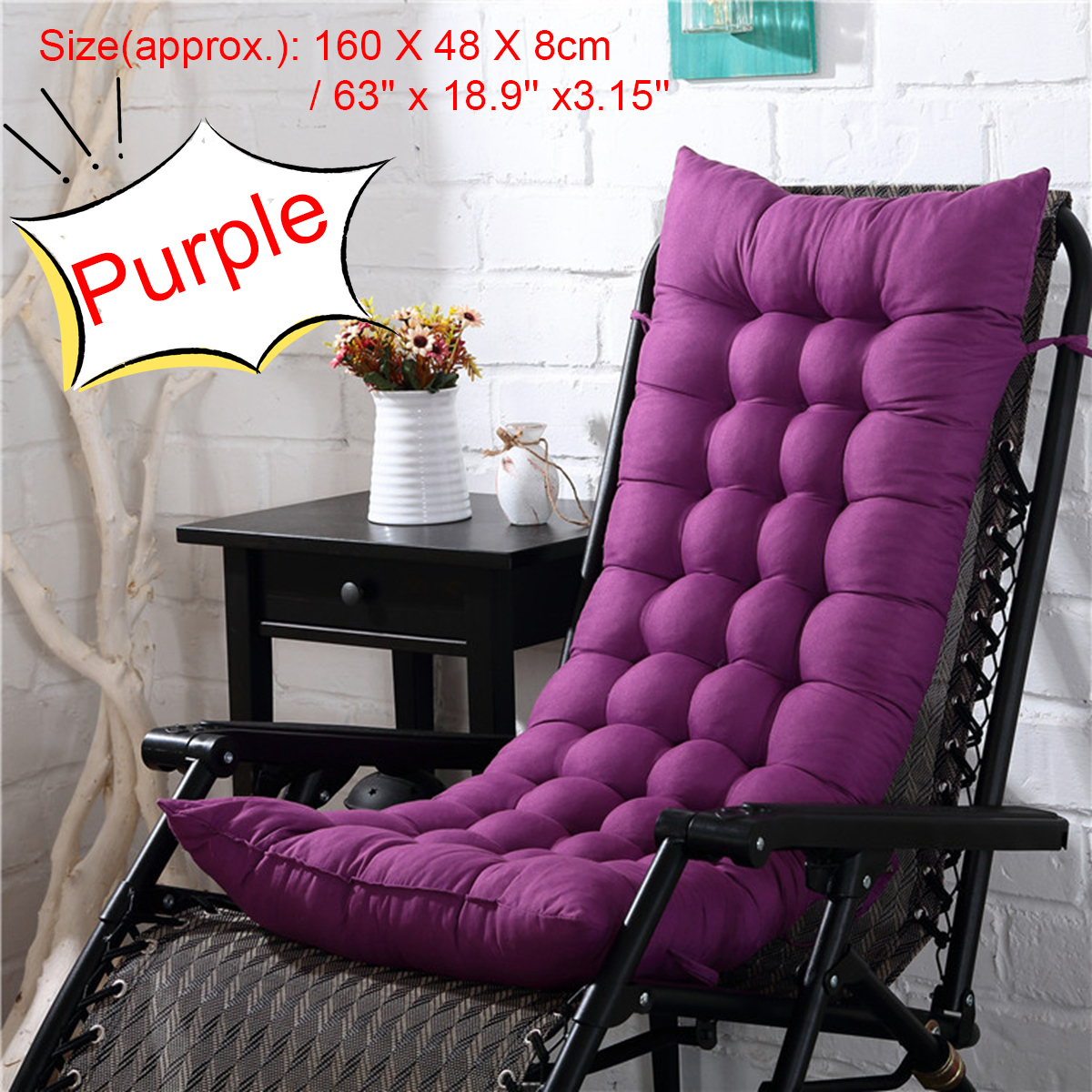 48155CMThickenedChairCushionDouble-SidedAvailableFoldableRockingChairUpholsteryOutdoorCampingBeachCh-1856305-2