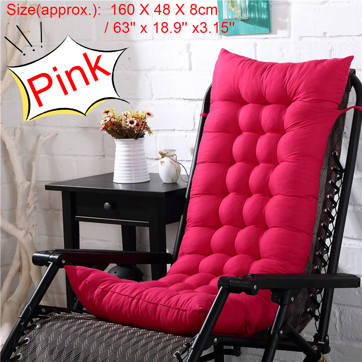 48155CMThickenedChairCushionDouble-SidedAvailableFoldableRockingChairUpholsteryOutdoorCampingBeachCh-1856305-3