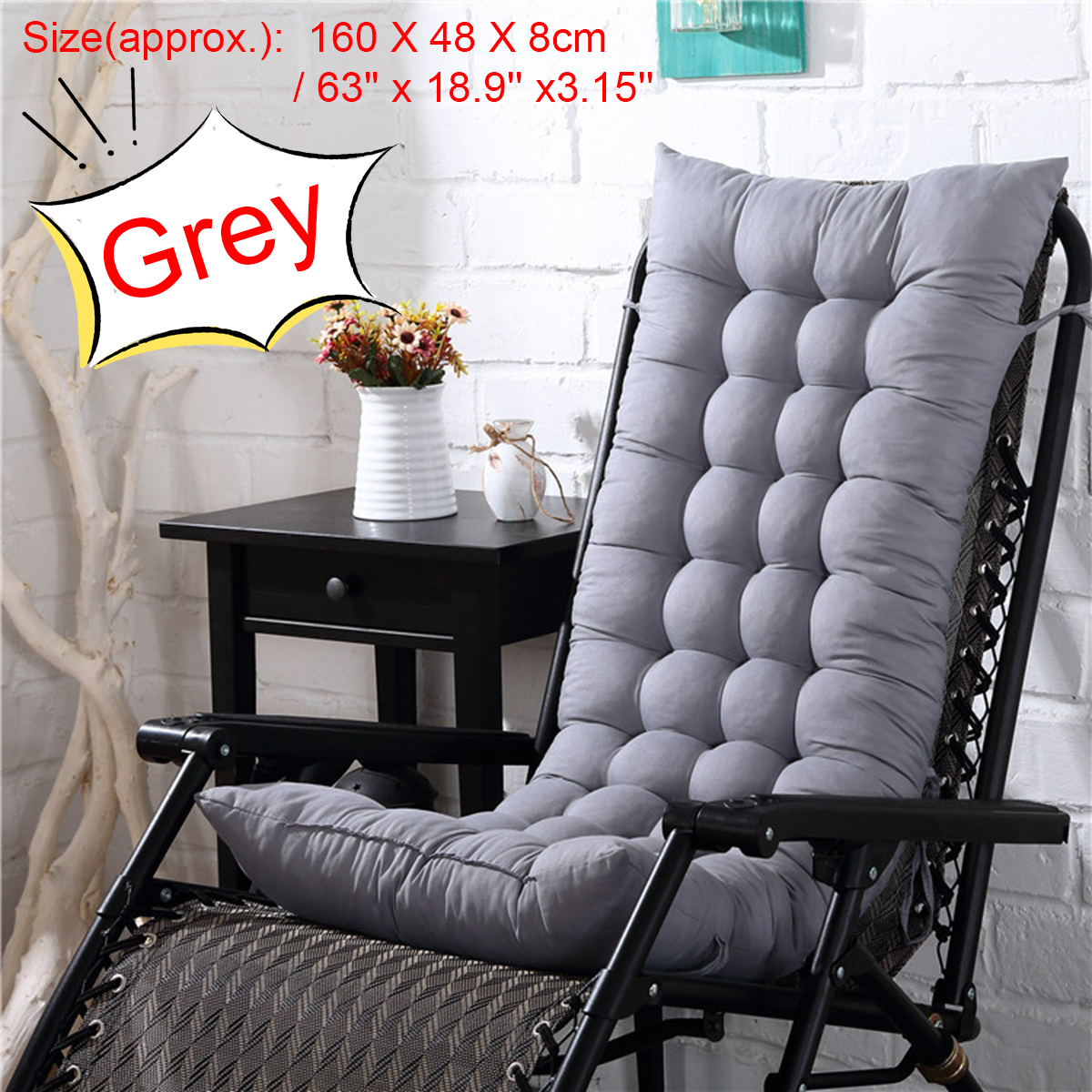 48155CMThickenedChairCushionDouble-SidedAvailableFoldableRockingChairUpholsteryOutdoorCampingBeachCh-1856305-6