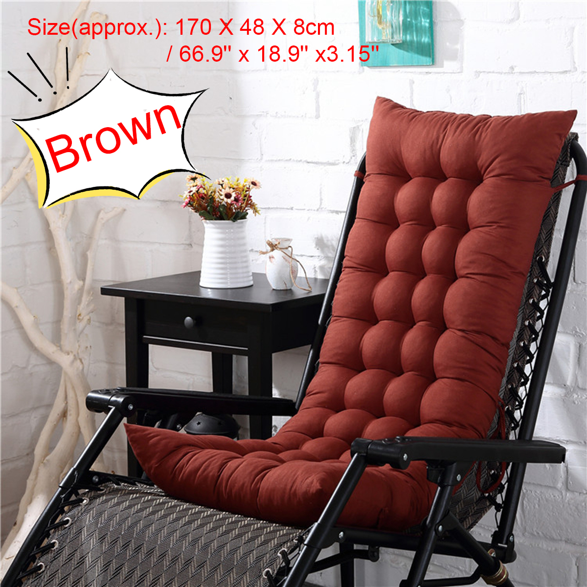 48x170CMThickenedGardenRockerUpholsteryChairCushionFoldableDoubleSidedOutdoorBeachChairSleepSeatPad-1868366-4