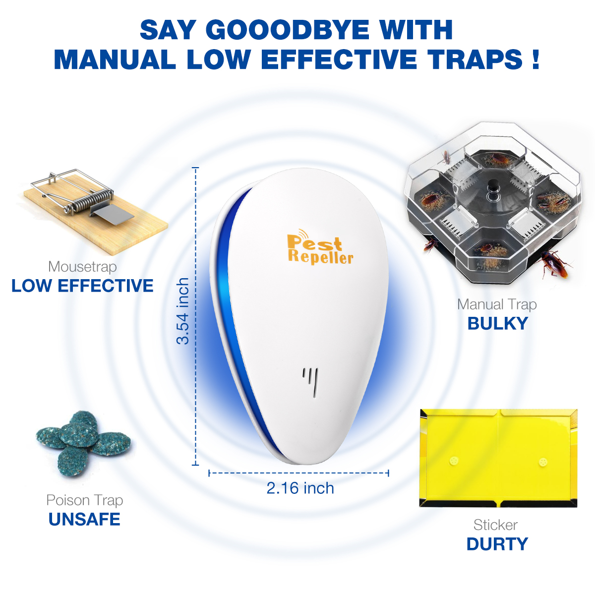 CHARMINER4PCSWaterdroplet-shapedUltrasonicElectronicMosquitoRepellentwithPlugFrequencyRepellerCockro-1884768-6