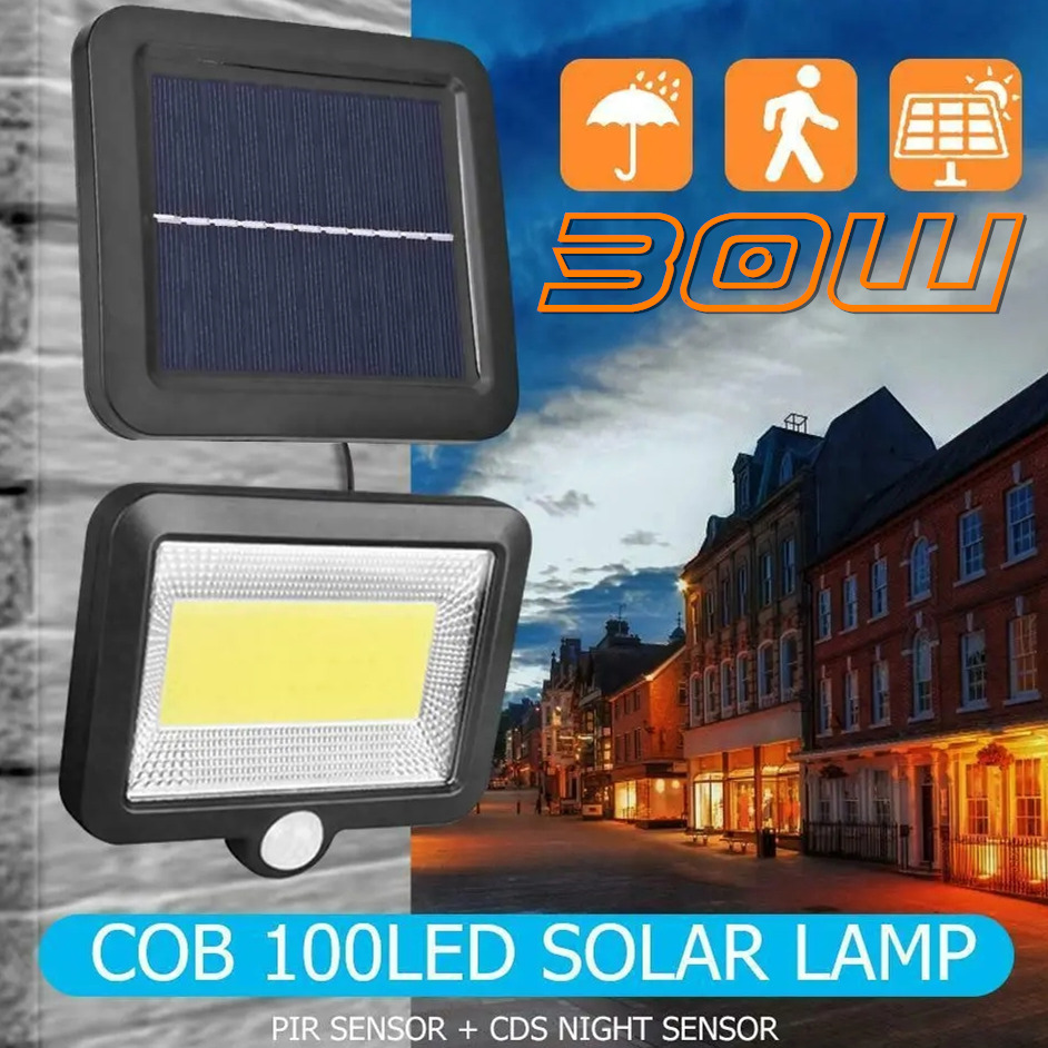 COB100LEDLight30W600LumenIP65SolarLampOutdoorParkYardGardenLightCampingLightWorkLight-1975268-1