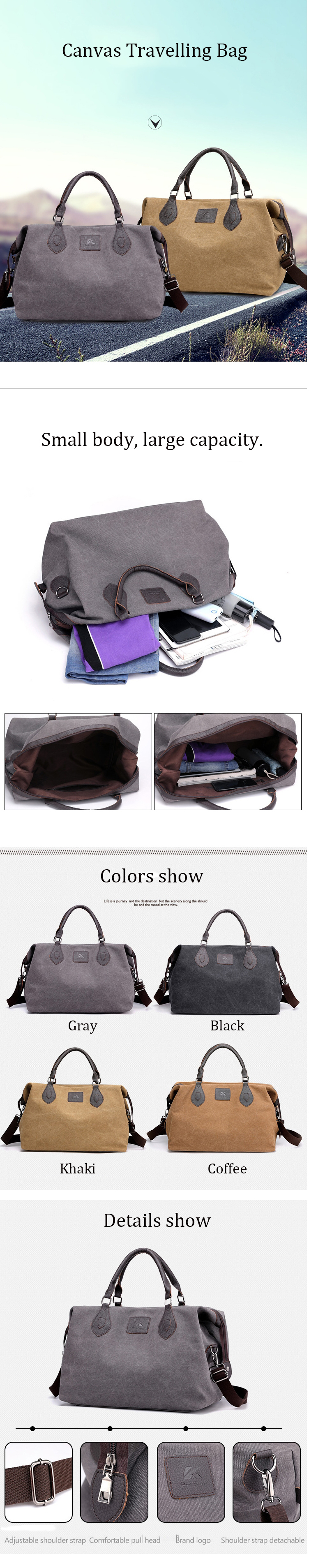 KVKYCanvasTravelBagOutdoorMenCasualFashionHandbagLargeCapacityMultifunctionalBag-1556965-1