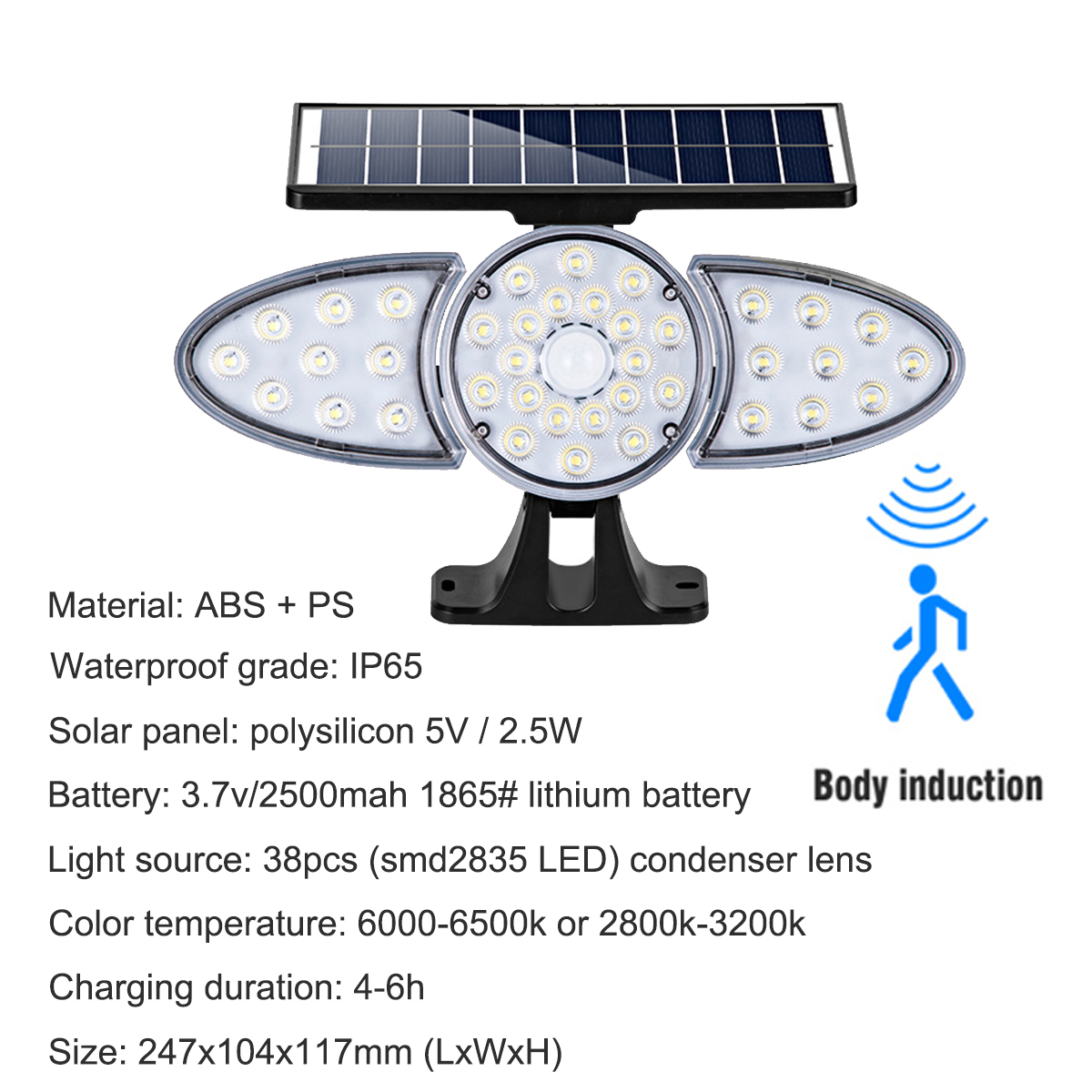 LEDSolarWallLightAdjustableHeadIP65WaterproofSuperBrightBodySensorLightSolarSpotlightforOutdoorGarde-1892140-10