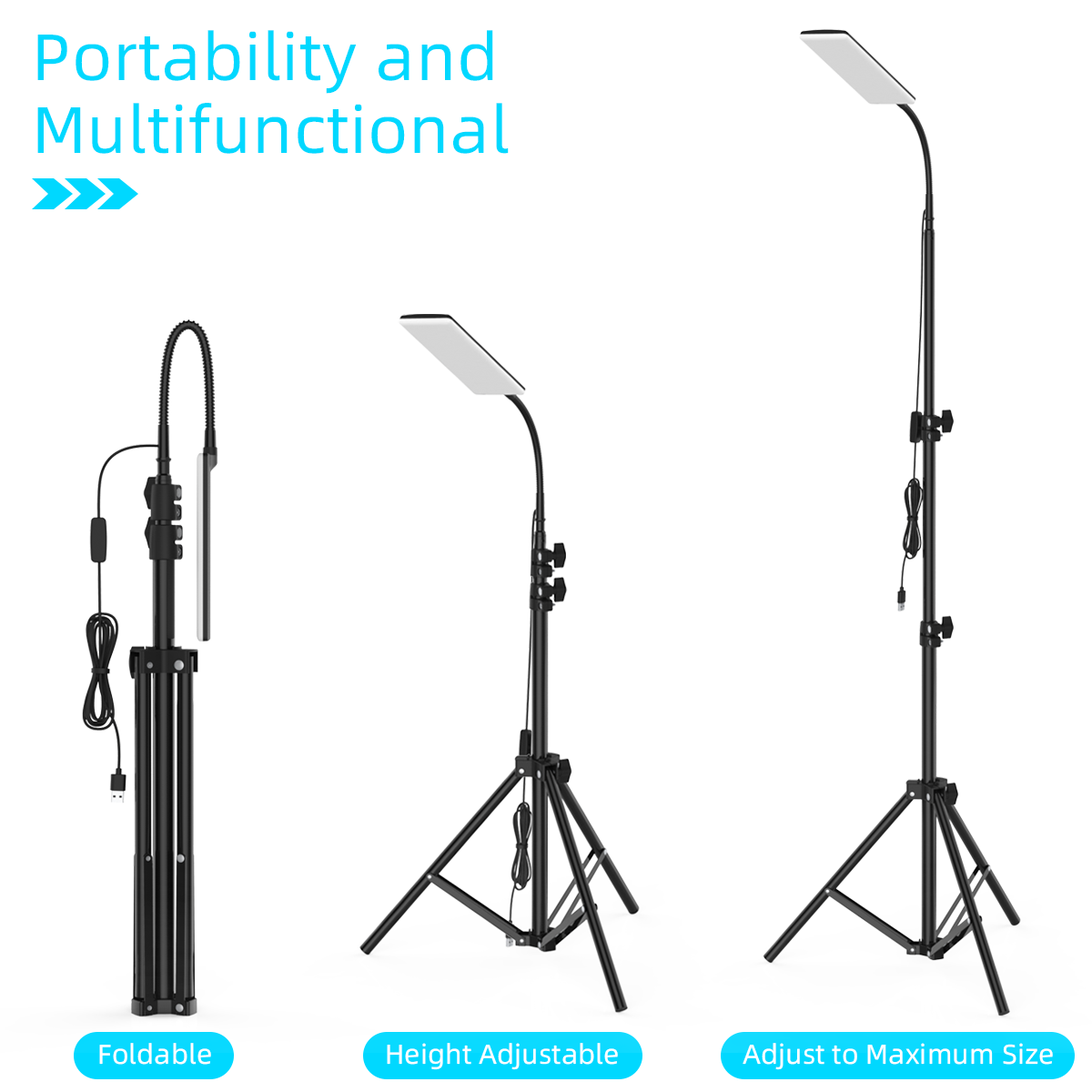 LEORY84LED1000LMUpgradedHead18mAdjustableTripodStandLightPortableOutdoorLEDWorkLampPhotographyEmerge-1921214-2