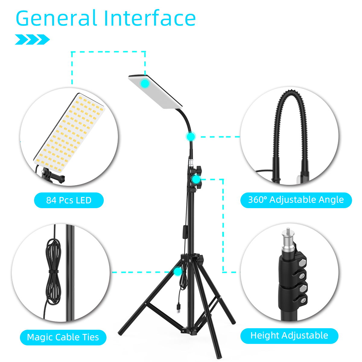 LEORY84LED1000LMUpgradedHead18mAdjustableTripodStandLightPortableOutdoorLEDWorkLampPhotographyEmerge-1921214-8