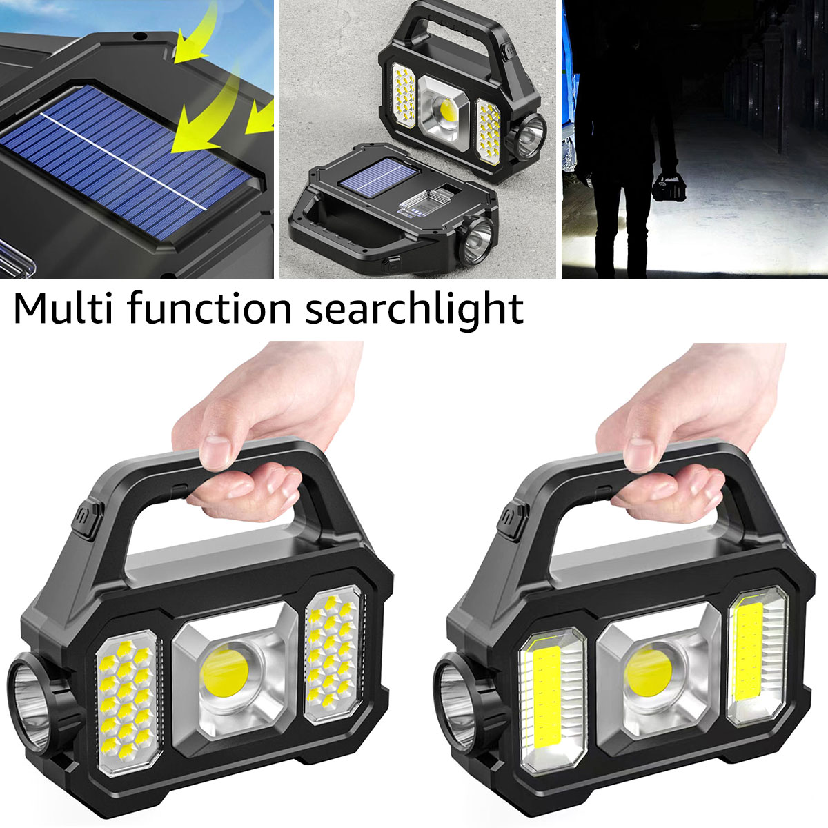 OutdoorSolarLEDCampingLightSuperBrightFlashlightWorkLightsUSBRechargeableHandheldLanternsSpotlightSe-1976239-1