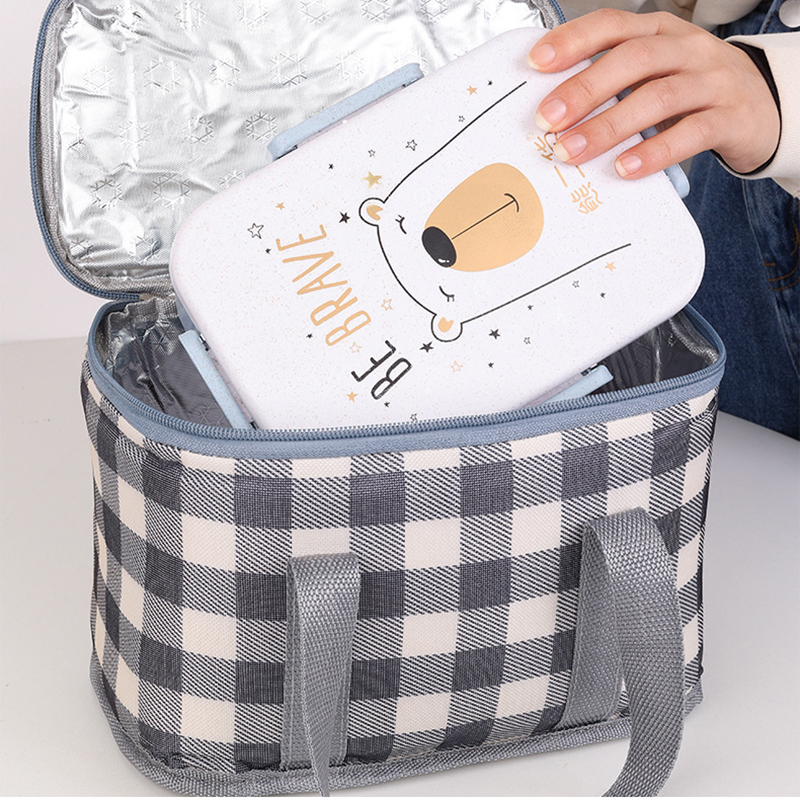 PicnicBasketsHandheldInsulationBagWithColoredPlaidWaterproofRattanOutdoorPortablePicnicBasketLargePi-1992048-6