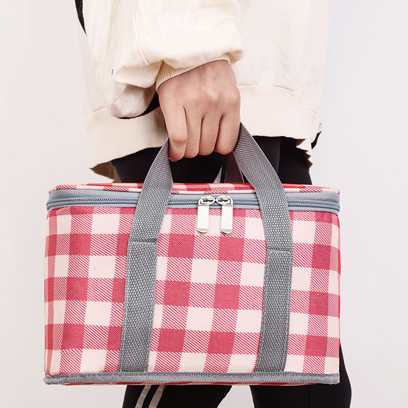 PicnicBasketsHandheldInsulationBagWithColoredPlaidWaterproofRattanOutdoorPortablePicnicBasketLargePi-1992048-8