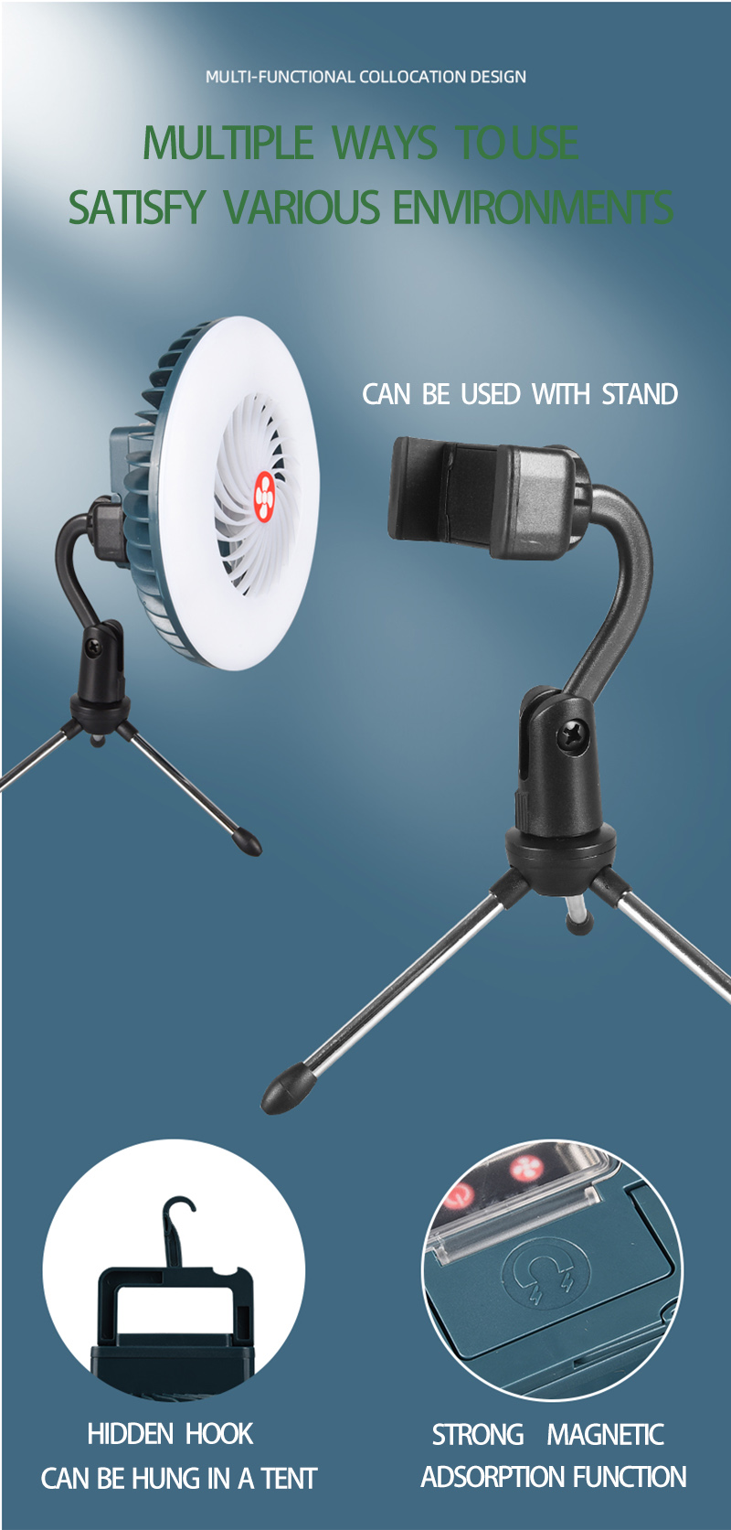 PortableFanLightUSBRechargePowerBankCampingLampMultifunctionOutdoorLightingLEDHangingTentFanLight-1987228-9