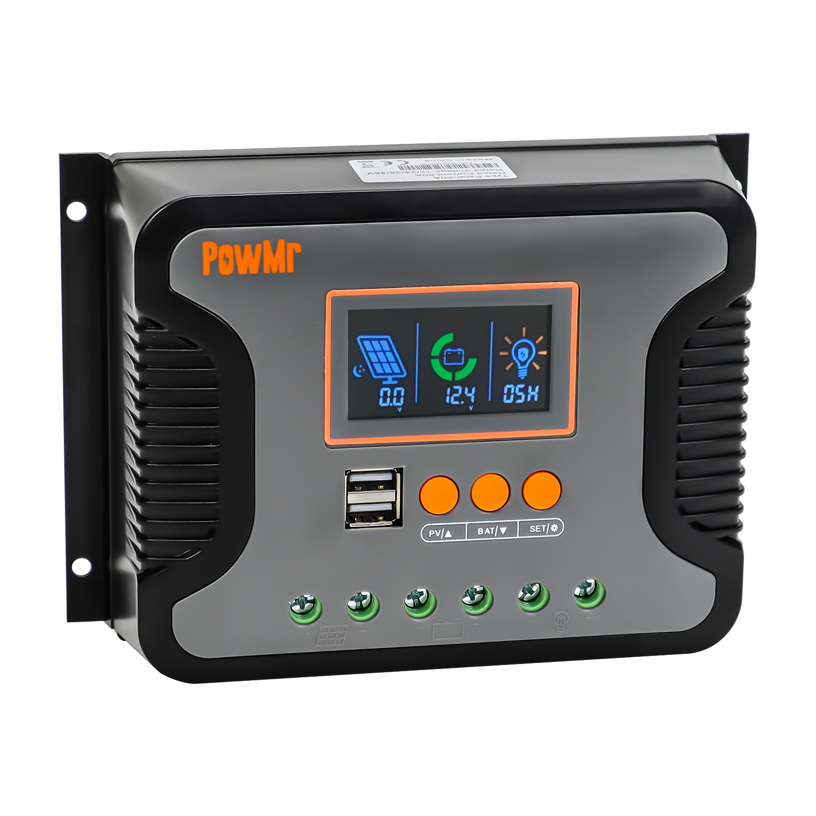 PowMr12V24V36V48VAutoPWM80A60A30ASolarChargeControllerLead-AcidLithiumBatteryChargerMaxPV100VDualCon-2008921-6