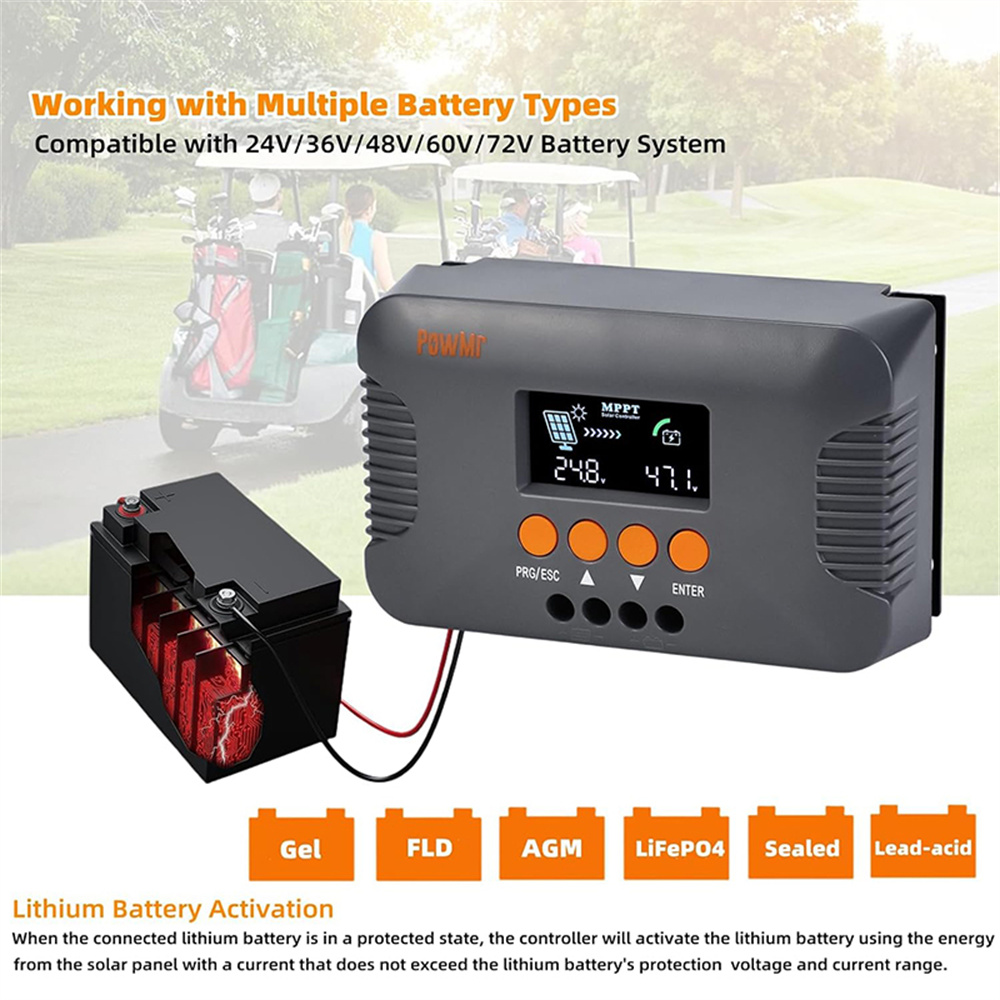 PowMrMPPT10ASolarChargeController24V36V48V60V72VSolarPanelRegulatorSolarChargerforLead-acidLiFePO4Ba-2008922-6