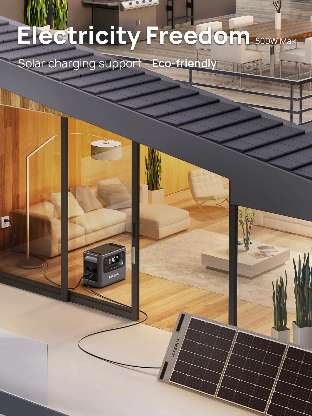 UKDirectAferiyP2102400W2048WhPortablePowerStation1S200200WSolarPanelLiFePO4BatteryDeepCyclesUPSPureS-2002672-8