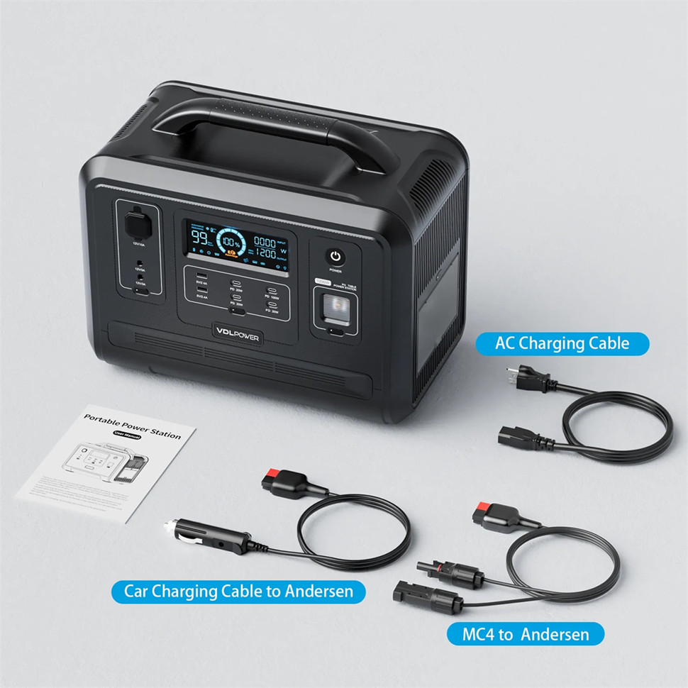 UKDirectVDLHS12001200W960WhPortablePowerStationSolarGeneratorLiFePO4BatteryGeneratorFullyCharged15Ho-2003449-11