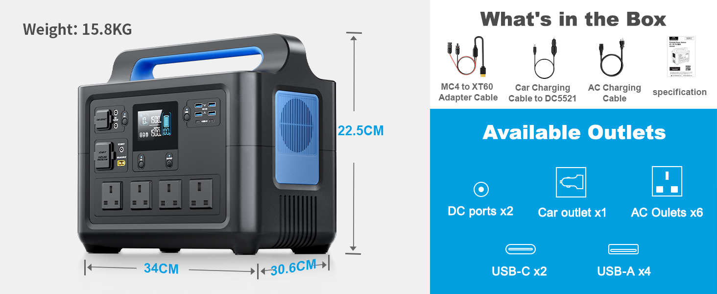UKDirectVDLHS15001228WH1500WSolarPowerStationLiFePO4SolarGeneratorFullyCharged2HoursPureSinewaveACOu-2003448-10