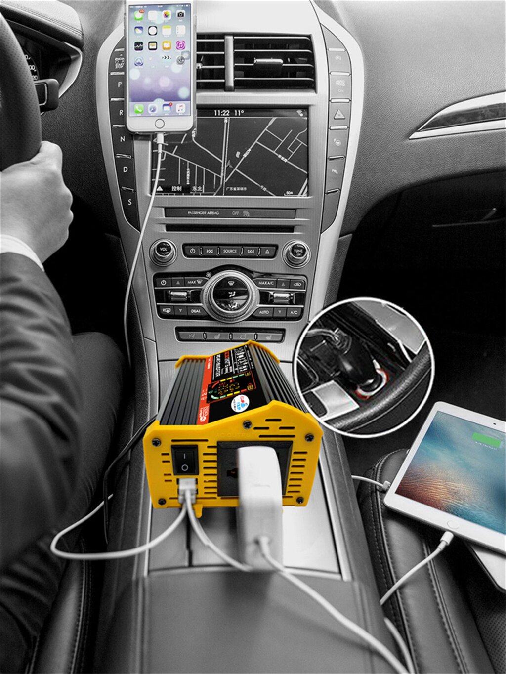 V3018W12Vto110V220VSolarPanelSolarPowerSystemPortable4000WPowerInverterWith2USBPorts30ASolarChargeCo-1988044-7