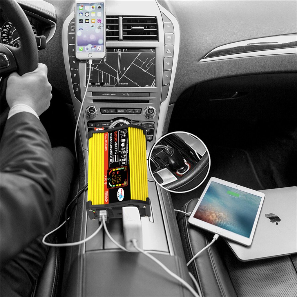 V3018W12Vto110V220VSolarPanelSolarPowerSystemPortable4000WPowerInverterWith2USBPorts30ASolarChargeCo-1988044-8