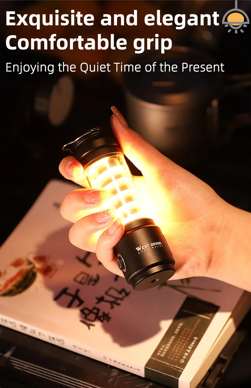 WESTBIKINGPortableCampingLight3In1MultifunctionalOutdoorLEDFlashlightUSBChargingEmergencyLampHanging-2009915-6