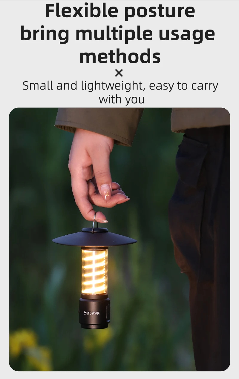 WESTBIKINGPortableCampingLight3In1MultifunctionalOutdoorLEDFlashlightUSBChargingEmergencyLampHanging-2009915-9