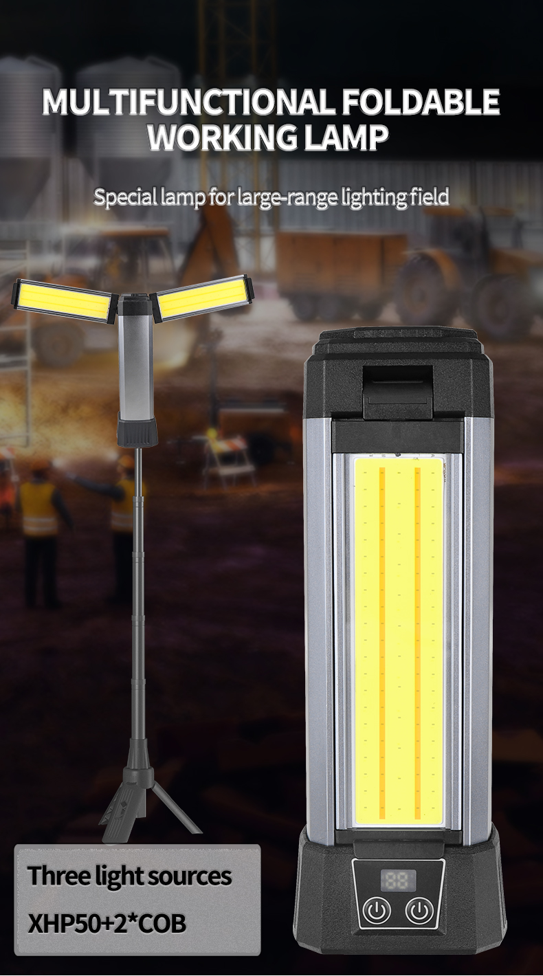 XHP50LEDStrongLightCOBWithBuilt-inBatteryandMagnetCanOutputMultifunctionalDigitalDisplayWorkLight-2006743-1
