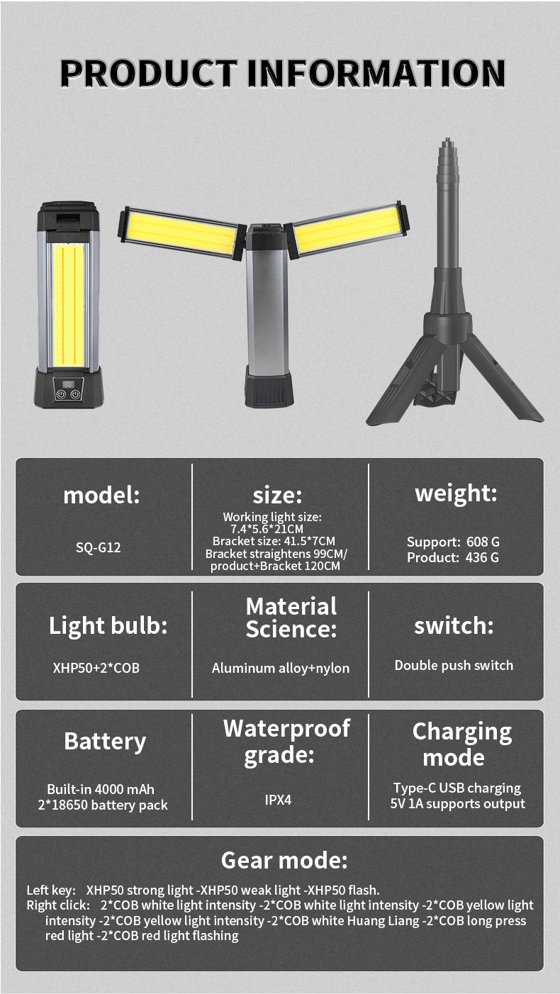 XHP50LEDStrongLightCOBWithBuilt-inBatteryandMagnetCanOutputMultifunctionalDigitalDisplayWorkLight-2006743-18