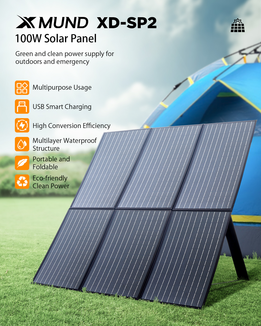 XMUNDXD-SP2100W18VSolarPanel3-USBDCPDFastChargingOutdoorWaterproofSolarChargerForCampingTravellingCa-1756728-1