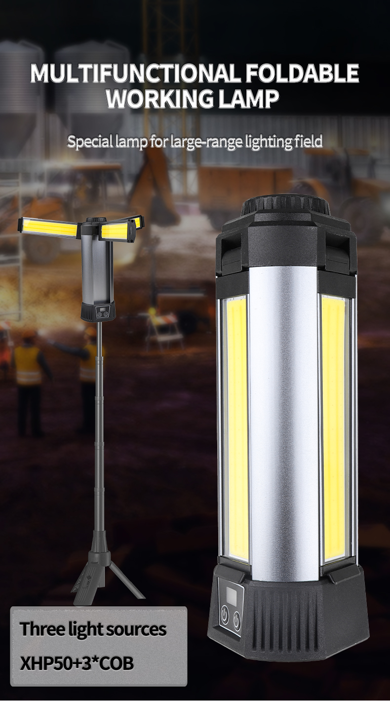 Xhp50LEDStrongLightCOBWithBuilt-inBatteryandMagnetCanOutputMultifunctionalDigitalDisplayWorkLight-2006742-1