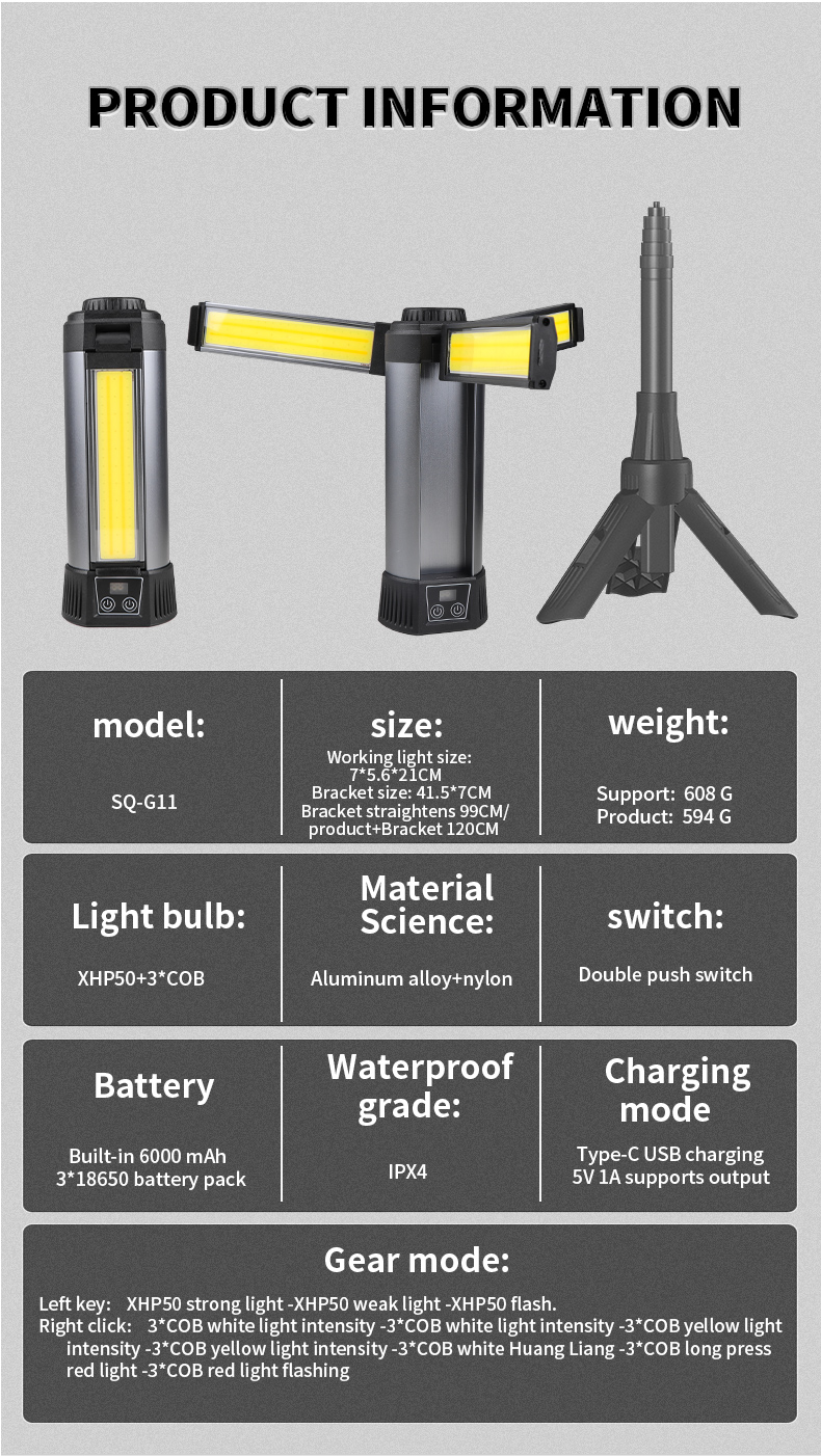 Xhp50LEDStrongLightCOBWithBuilt-inBatteryandMagnetCanOutputMultifunctionalDigitalDisplayWorkLight-2006742-18