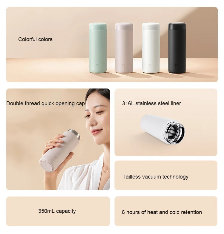 XiaomiMijia350mlVacuumCupStainlessSteelSealedOutdoorPortableThermalFlaskThermosWaterCupCreativeBusin-2014117-2