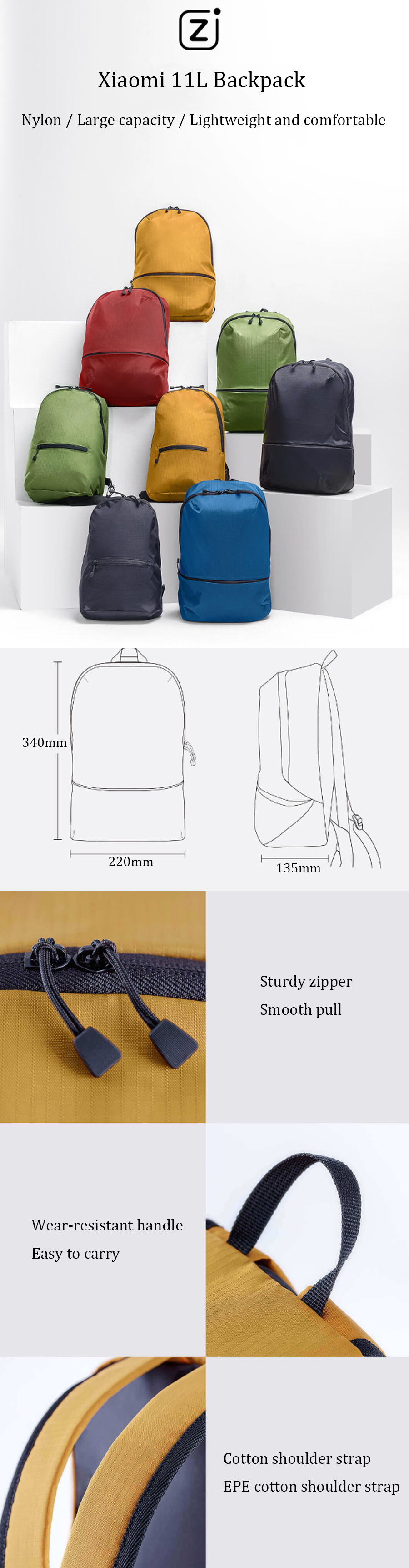 ZANJIA11LBackpackWaterproofMenWomenSchoolBag14inchLaptopShoulderBagLightweightOutdoorTravelBackbag-1442602-1