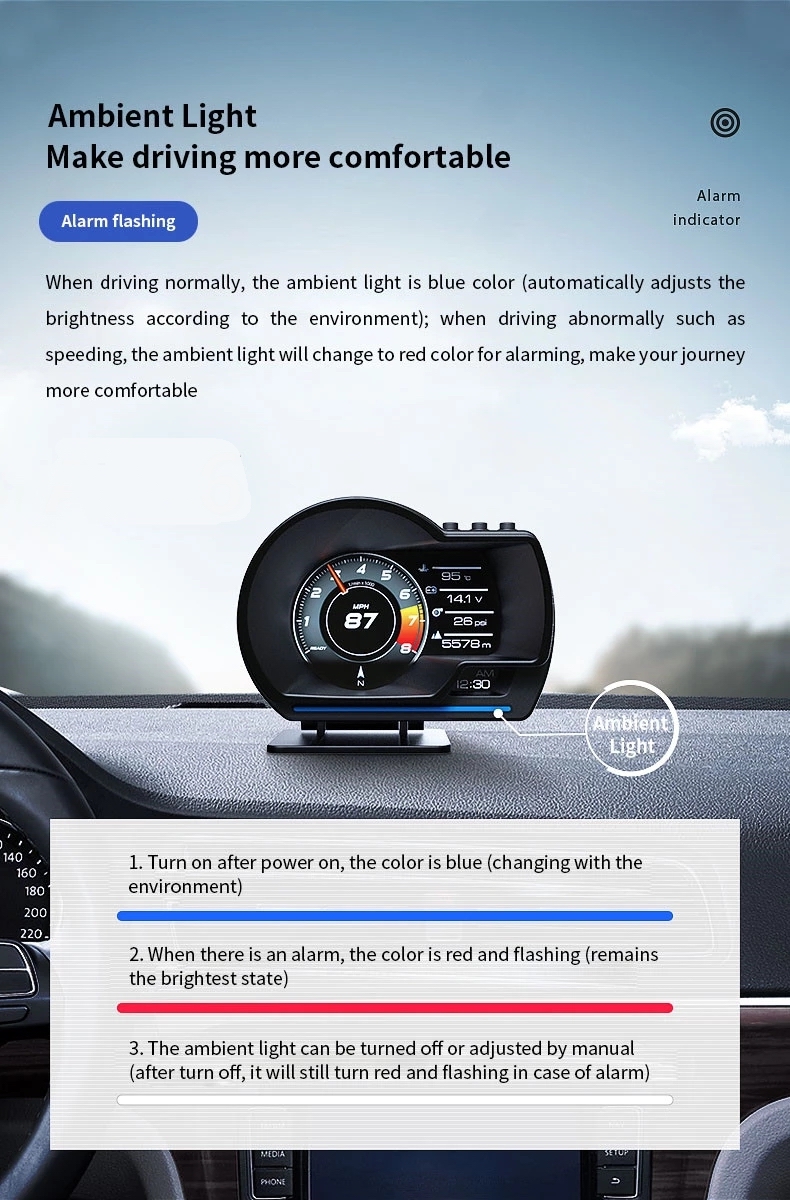 CarHead-UpDisplayOBD2GPSSmartCarHUDGaugeDigitalOdometerSecurityAlarmWaterTemperatureAlarm-2013930-5