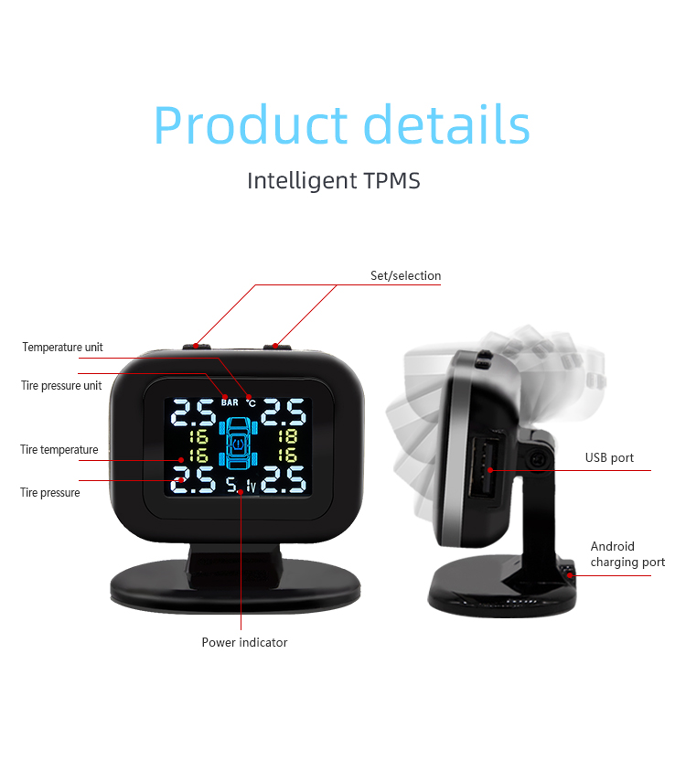 CarTirePressureMonitoringSystemUSBTirePressureMonitorDetectorwith4ExternalSensorsAlarmFunctionUSBPor-2005478-8
