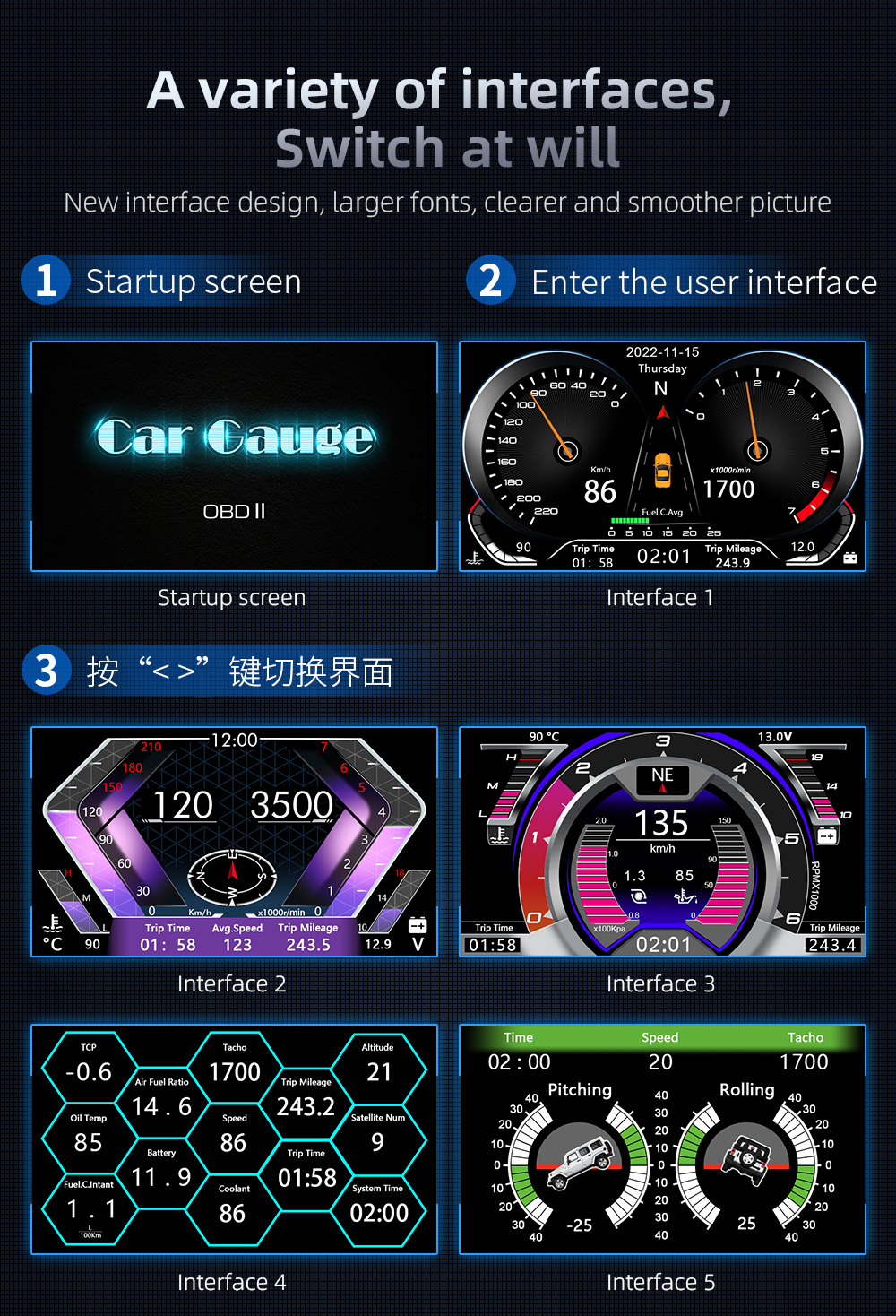 F12OBD2HUDDisplayGaugeOn-BoardComputerMulti-functionDigitalSpeedometerTachometerWaterTemperatureMete-2007629-3