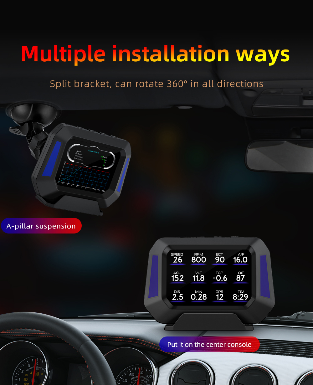 GEYIRENP21HUDHeadUpDisplayOBD35inchCarOverspeedWarningInclinometerAutoElectronicVoltageAlarm-1941217-13